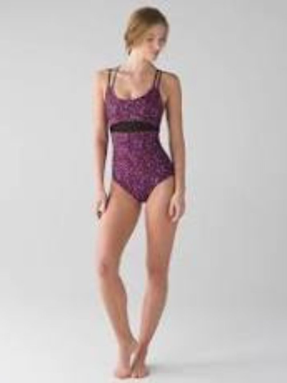 Lululemon Athletica Tidal Flow One Piece Swimsuit Purple Black 8